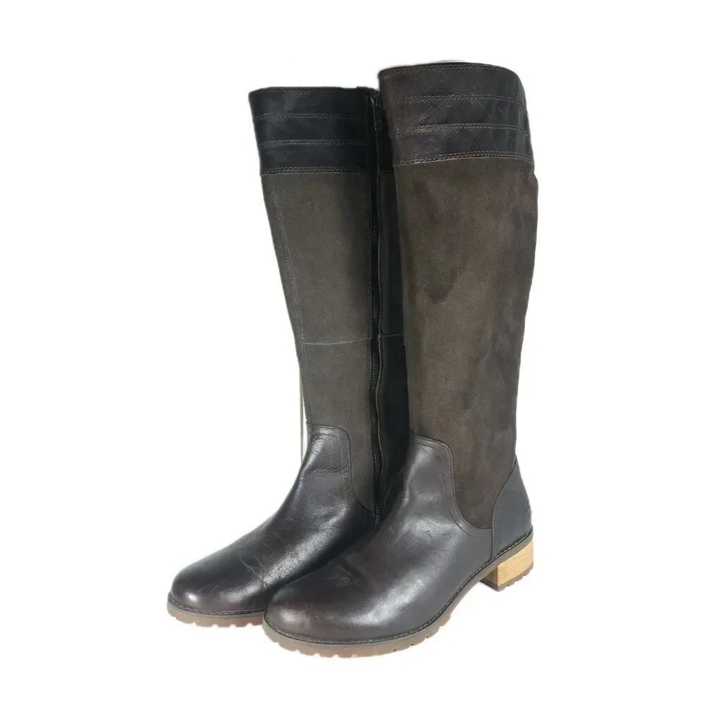 Timberland Women's Bethel Heights US9 Brown Leather Zip Knee High Riding Boots